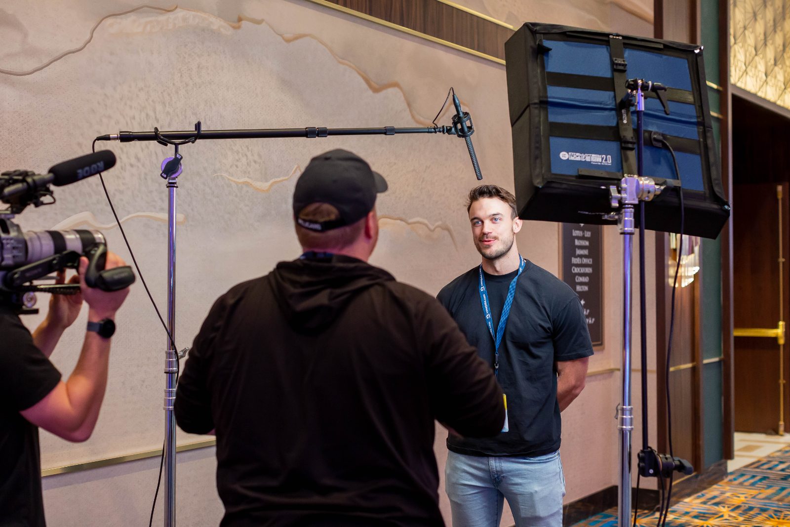 Creator being interviewed on camera